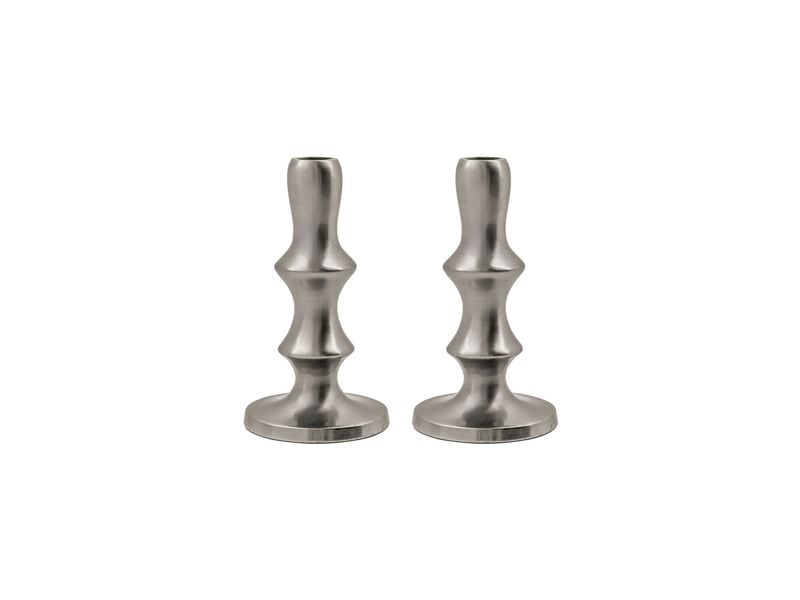 House Doctor | Kerzenständer Reese, 2er Set | Aluminimum, 16x3x8.5 cm (HxTxL)
