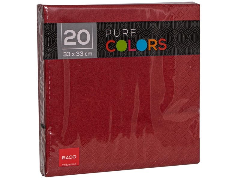 ELCO | Servietten 33x33 cm, 20 Stück | Bordeaux, 3-lagig, Zellstoff