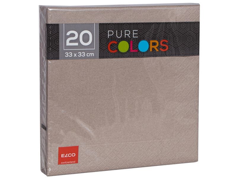 ELCO | Servietten 33x33 cm, 20 Stück | Greige, 3-lagig, Zellstoff