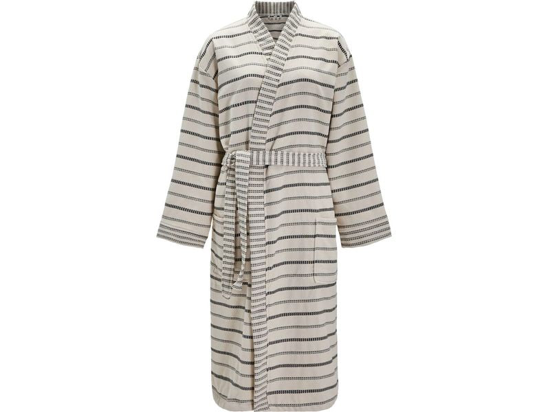 meraki | Bademantel True, S/M | Weiss-Schwarz, Unisex, Baumwolle