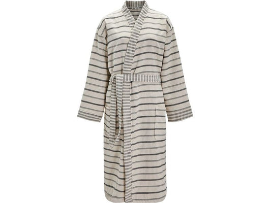 meraki | Bademantel True, S/M | Weiss-Schwarz, Unisex, Baumwolle