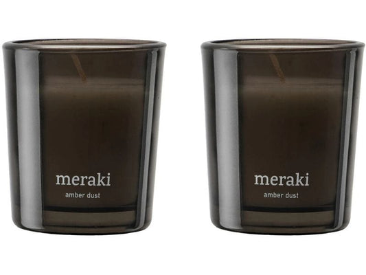 meraki | Duftkerze Amber Dust,2er Set | je 60g, 7x6 cm (HxD), Glas