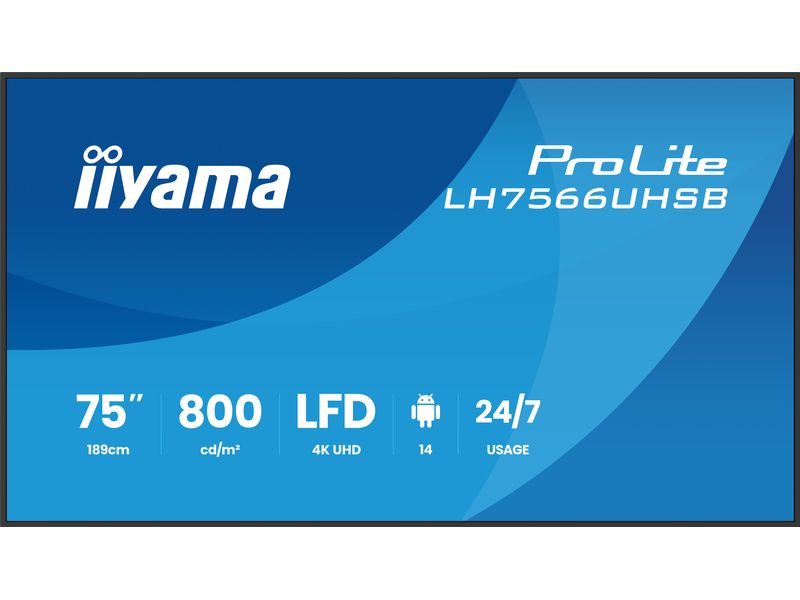 iiyama | LH7566UHSB-B1AG | 75, IPS, UHD, 800cd, Android 14 OS