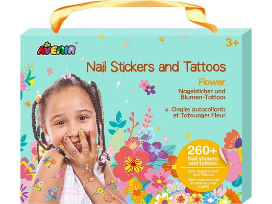 AVENIR | Nail Stickers & Tattoos Blumen | Set mit über 260 Stück