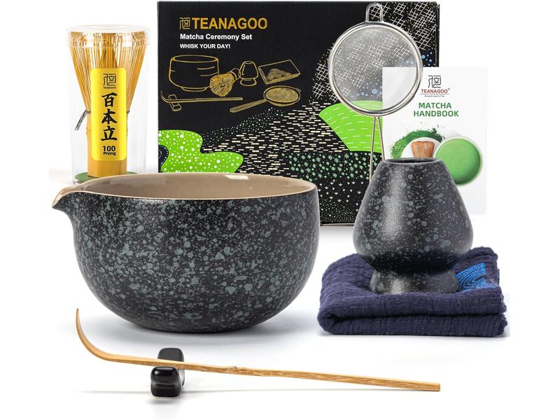 TEANAGOO | Matcha-Set, 7teilig | Obsidian mit Ausgiesschale