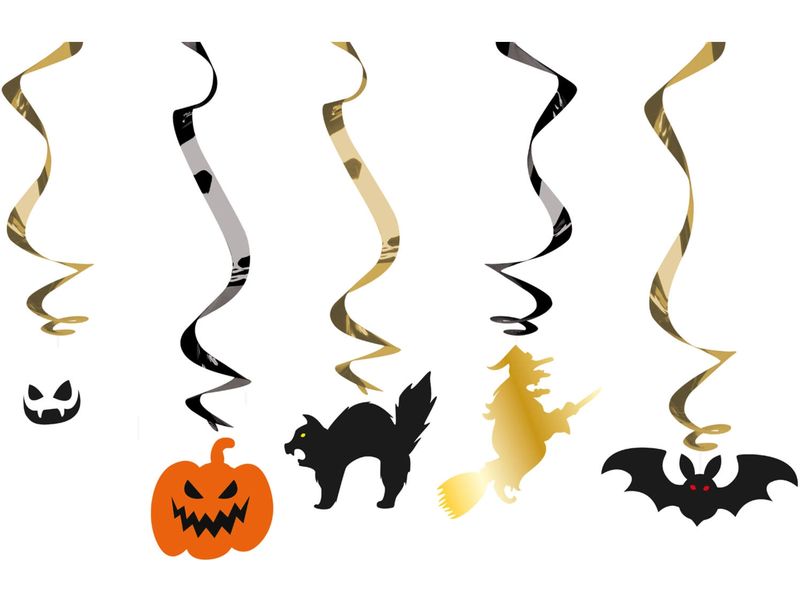 Folat | Hängedeko Halloween Figuren | 75 x 14 cm, 5 Stück, Papier, mehrfarbig