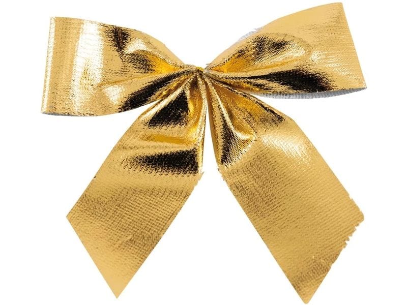 Dekomat AG | Dekomat Schleifen gold, 12x10 cm | 6 Stk., aus Polyester, auf Karte