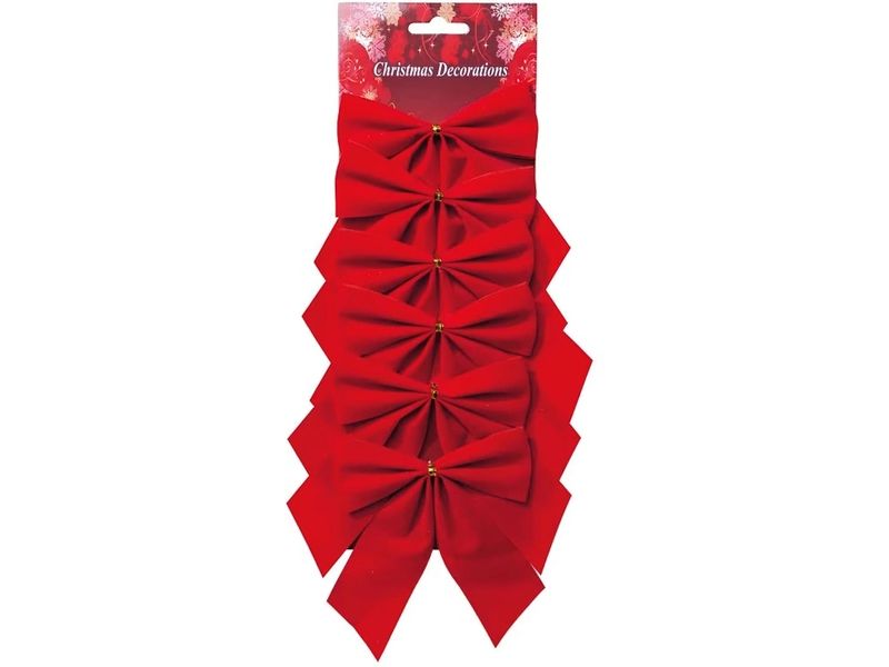 Dekomat AG | Dekomat Samtschleifen rot 12x10 cm | 6 Stück auf Karte