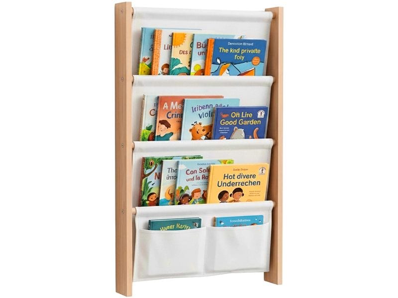 relaxdays | Kinder-Bücherregal | 4 Taschen