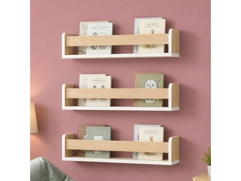 relaxdays | Kinderregal Wand im 3er Set | Braun