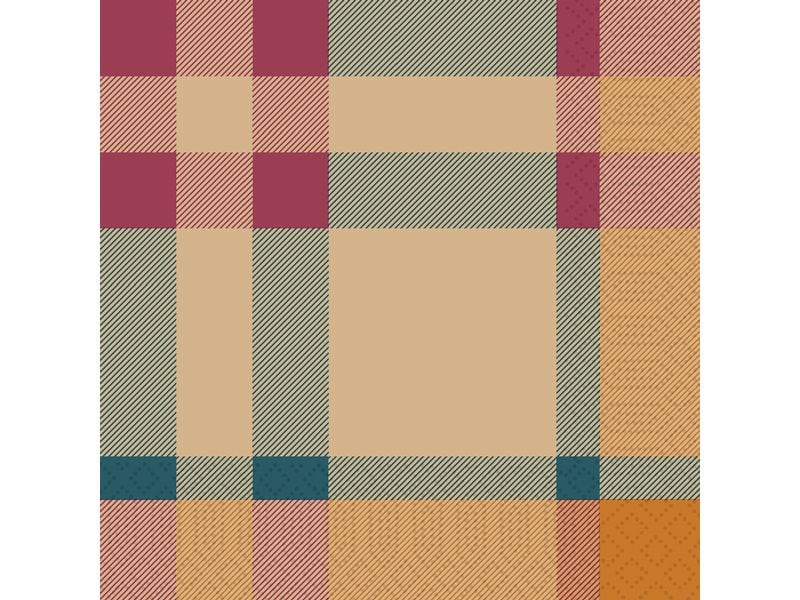 Duni | Serviette Glowy Tartan 3-lagig | 33x33cm, 50 Stk.