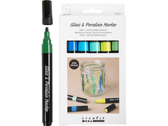 Creativ Company | Glas- und Porzellanmarker | 1-4 mm Halbdeckend Blau-Grün