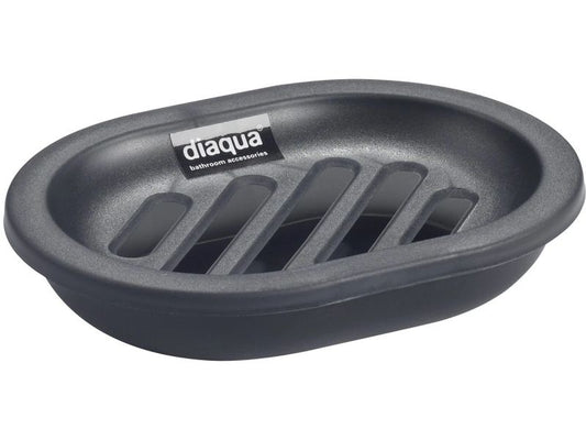 diaqua® | Diaqua Seifenschale Trend Frosted | 13.5 X 10.1 X 2.8 cm, Anthrazit/Transp.