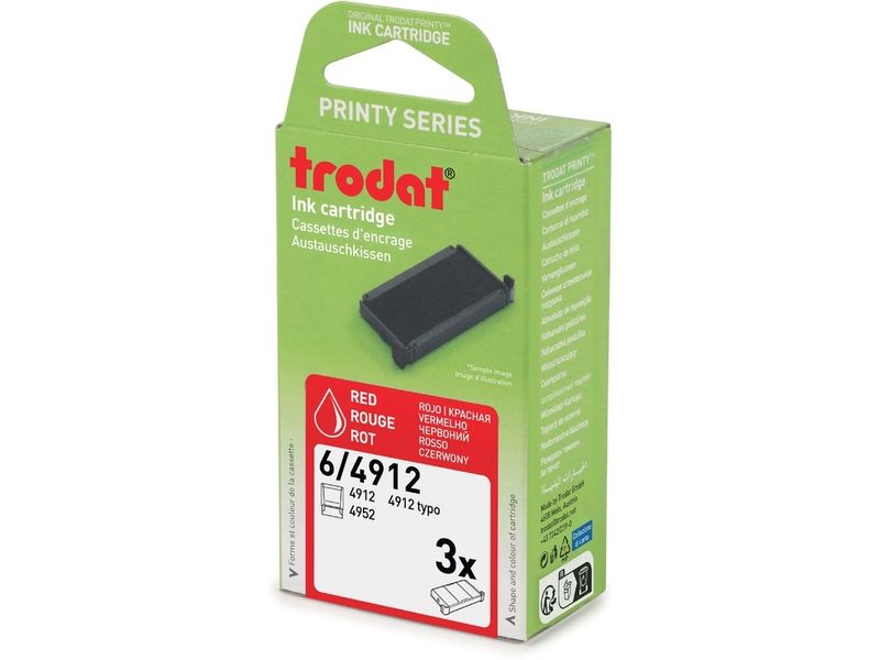 Trodat | Ersatzkissen 6/4912 rot, 3 Stk | Zu Printy 4912 , 4912 Typomatic