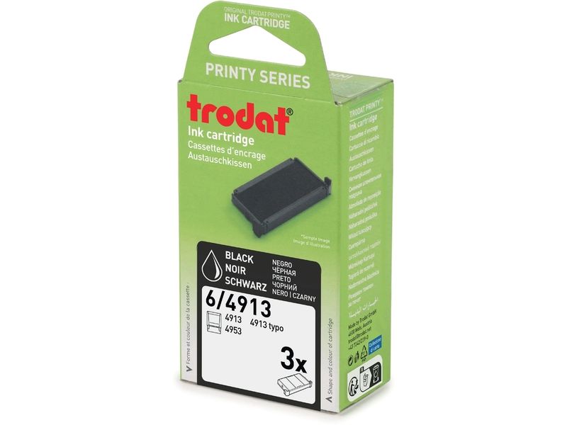 Trodat | Ersatzkissen 6/4913 schwarz, 3 Stk | Zu Printy 4912 , 4912 Typomatic