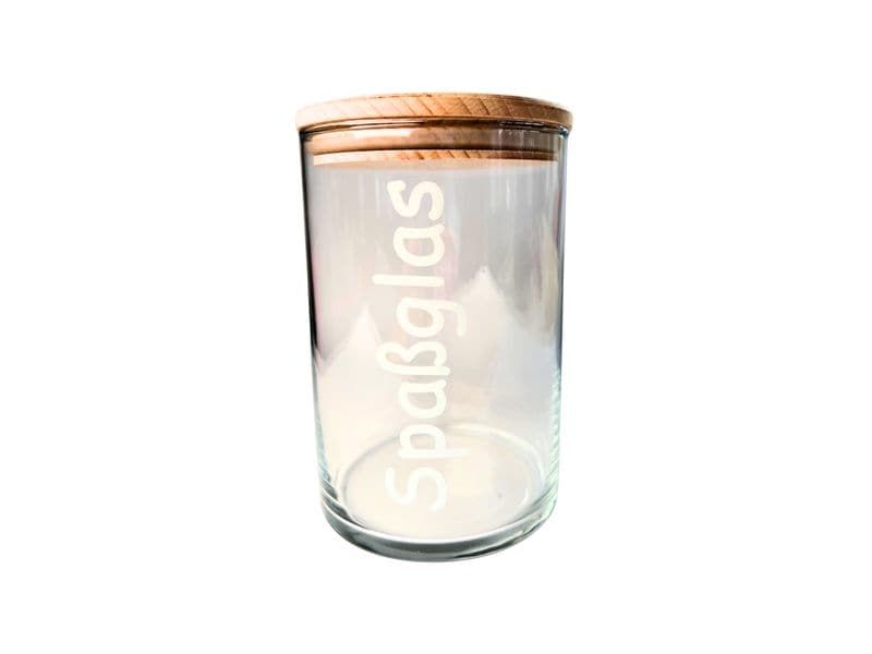 Wunderle | Spassglas Dose mit Holzdeckel | H 15cm, D 10,5cm, 880ml Volumen