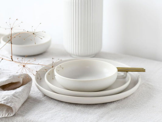 creaTable | Uno Offwhite Tellerset | 12-tlg. Steinzeug