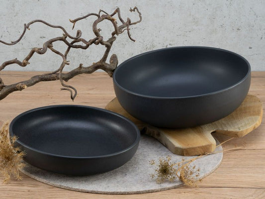 creaTable | Uno Black Salatschüssel Set | 2-tlg. Steinzeug
