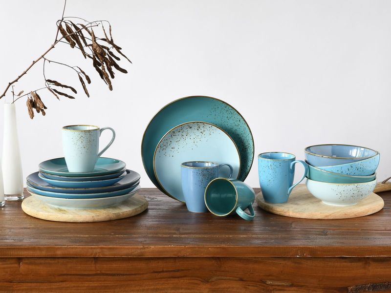 creaTable | Nature Collection Aqua Kombiset | 16-tlg. Steinzeug