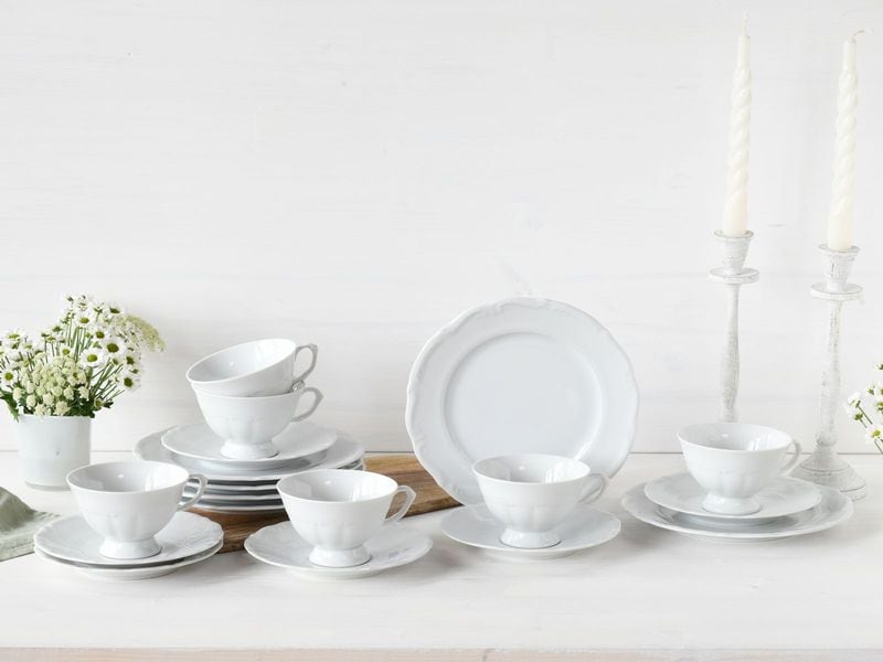 creaTable | Maria Theresia Weiss Kaffeeset | 18-tlg. Porzellan