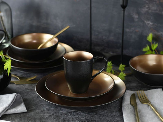 creaTable | Glamour Gold Kombiservice | 16-tlg. Steinzeug