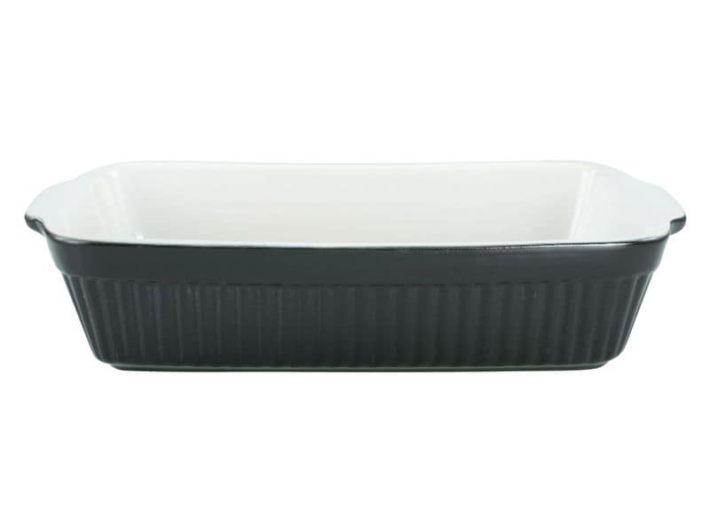 creaTable | Classic SchwarzWeiss Auflaufform | rechteckig, 34x20x5.5cm, Steinzeug