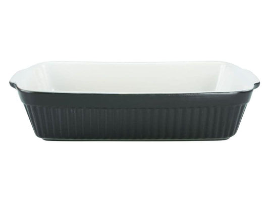 creaTable | Classic SchwarzWeiss Auflaufform | rechteckig, 34x20x5.5cm, Steinzeug