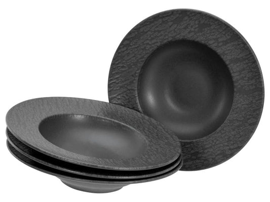creaTable | Schiefer Black Pastateller Set | 4-tlg. Steinzeug