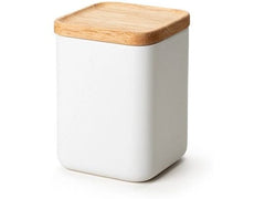Continenta | Keramik Vorratsdose weiss | mit Holzdeckel 10.5x10.5x14.5cm