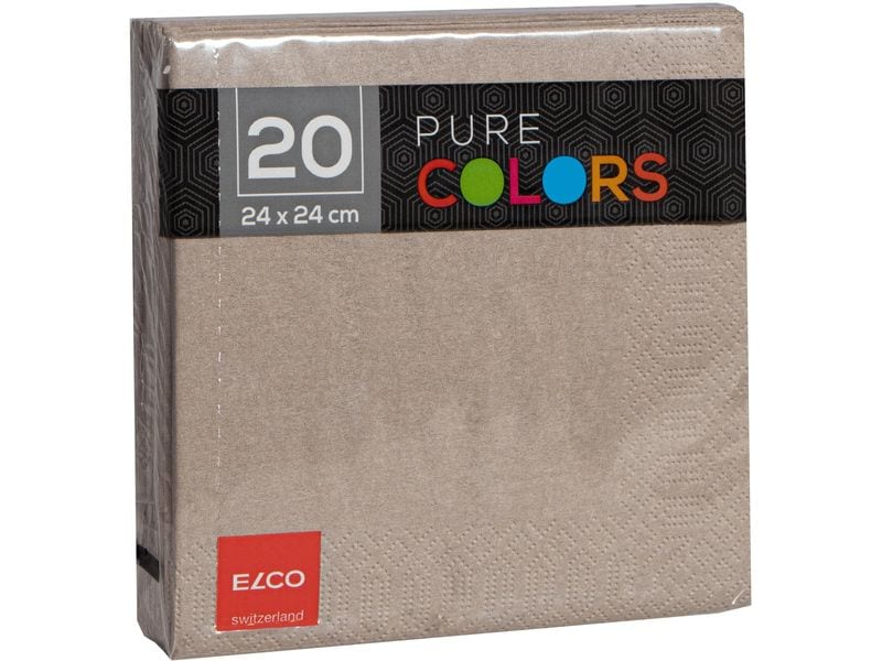 ELCO | Servietten 24x24cm, 20 Stück | Greige, 3-lagig, Zellstoff