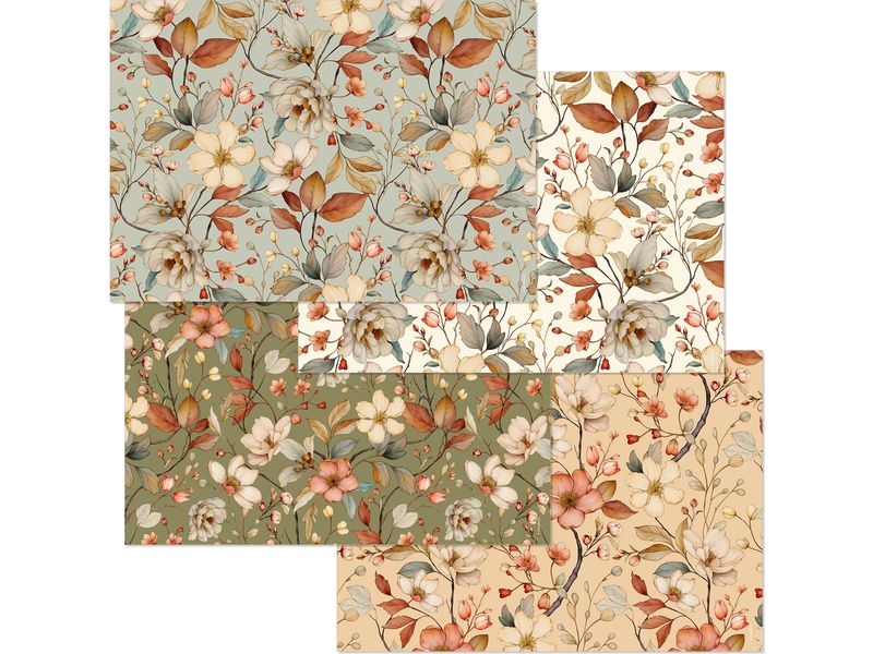 Trendform | Papiertischset FLORAL AUTUMN | 4 Sujets à 12 Blatt