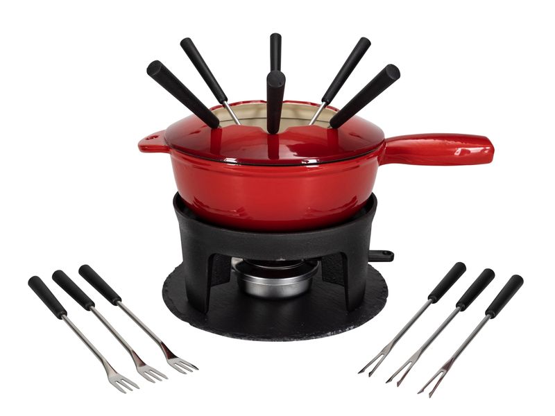 Nouvel | Fondue - Set two in one, rot | schwarz, 16-teilig