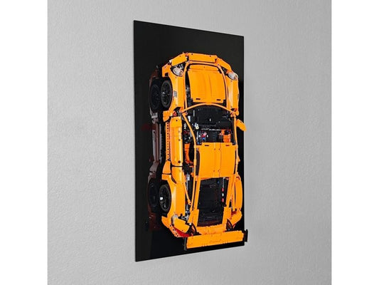 iDisplayit | AcrylWandH. LEGO 42056 Porsche 911 GT3 RS | Mit schwarzem Hintergrund