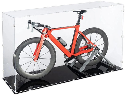 iDisplayit | Acryl-Display LEGO 11380 Rennrad | Mit schwarzem Boden