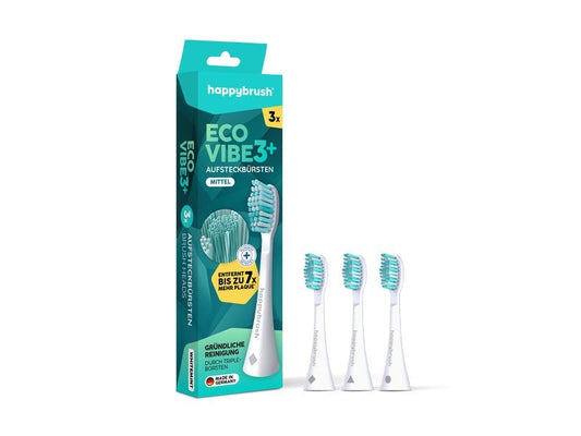 happybrush | Zahnbürstenkopf Eco Vibe 3+ | 3 Stück, White-Mint