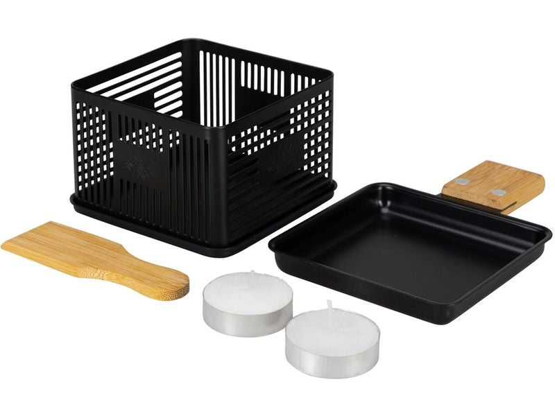 Nouvel | Raclette mit Rechaudkerzen&Holzgriff | 2er-Set, schwarz