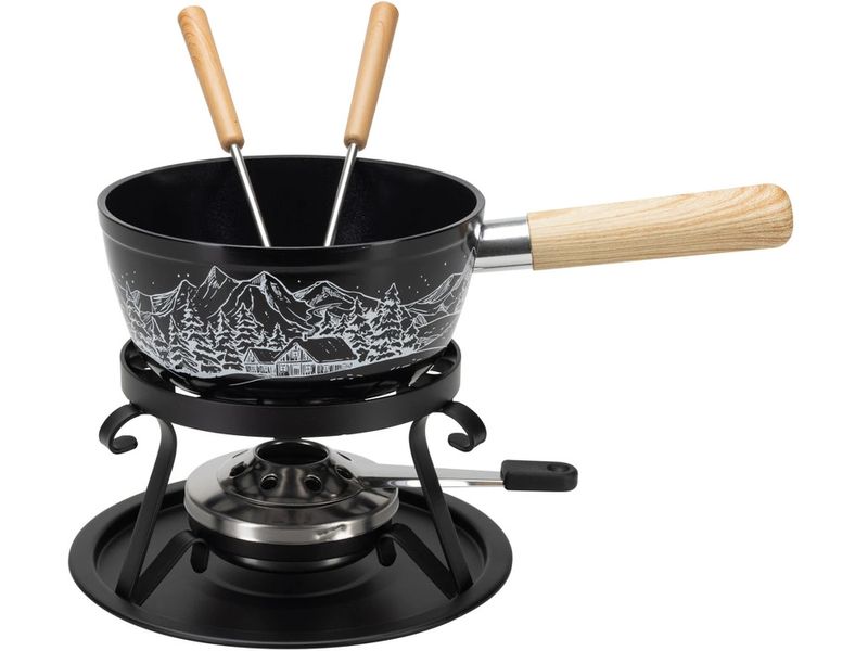 Nouvel | Käsefondue - Set Winterdorf | Aluminium, 5-teilig, schwarz