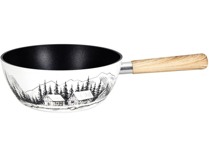 Nouvel | Käsefondue - Caquelon Bergdorf | Aluminium, weiss-schwarz, Ø 22 cm