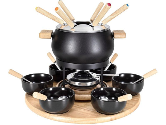 Nouvel | Fondue - Set Mila, für Gemüse | und Fleisch, 21-teilig, schwarz