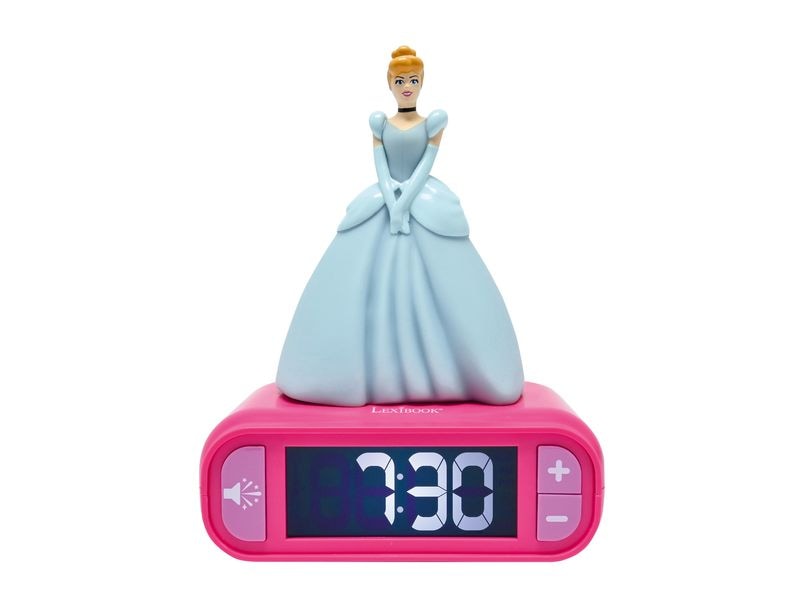 Lexibook | DISNEY Princess Cinderella Digit. Wecker | 3D-Nachtlicht-Figur und Soundeffekten