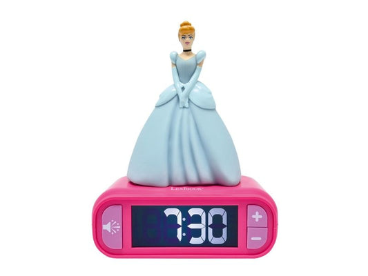 Lexibook | DISNEY Princess Cinderella Digit. Wecker | 3D-Nachtlicht-Figur und Soundeffekten