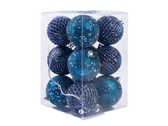 COCON | Weihnachtskugeln blau, 12 Stk. | Kunststoff, D: 8cm