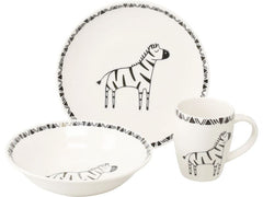 creaTable | Safari Zebra Kinderset | 3-tlg. Steinzeug