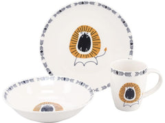 creaTable | Safari Löwe Kinderset | 3-tlg. Steinzeug