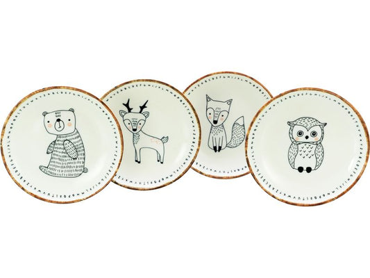 creaTable | Freunde des Waldes Schalenset | 18.5 cm 4-tlg. Steinzeug