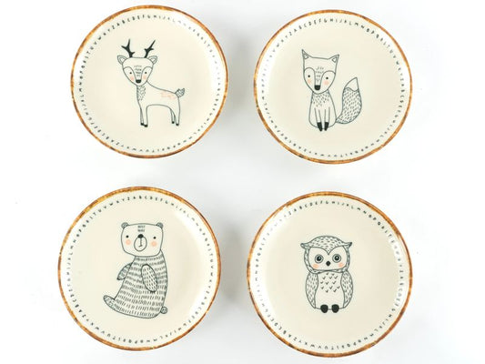creaTable | Freunde des Waldes Tellerset | 21 cm 4-tlg. Steinzeug