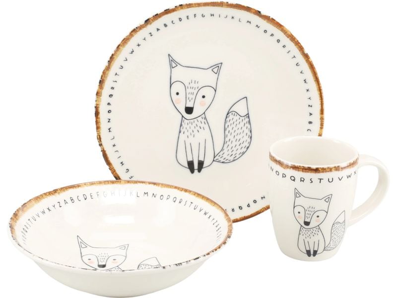 creaTable | Freunde des Waldes Fuchs | Kinder Set 3-tlg. Steinzeug