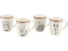 creaTable | Freunde des Waldes Becher Set | 250 ml 4-tlg. Steinzeug