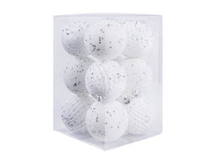 COCON | Weihnachtskugeln weiss, 12 Stk. | Kunststoff, D: 8cm