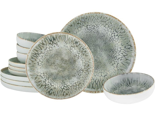 creaTable | Uno Volcano Light Tellerset | 12-tlg. Steinzeug